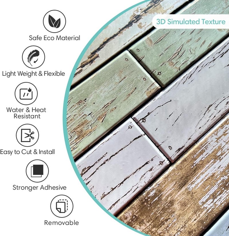 Commomy 10 Pcs 3D Faux Wood Panels Peel and Stick -11.8"x11.8" Ultralight Thin PVC 3D Wall Panels Shiplap Planks for Interio Walls Kitchen, Bedroom, Living Room, RV - Image 4